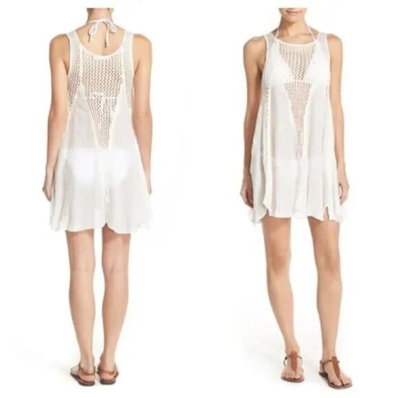 Elan Crochet Inset Cover-Up Dress - size Large in White - Picture 1 of 11